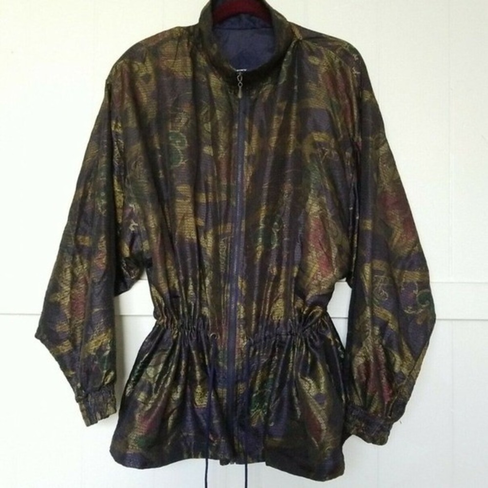 VTG LAVON Cheerful Corp Windbreaker Jacket Women's XL Paisley Made in‎ Taiwan